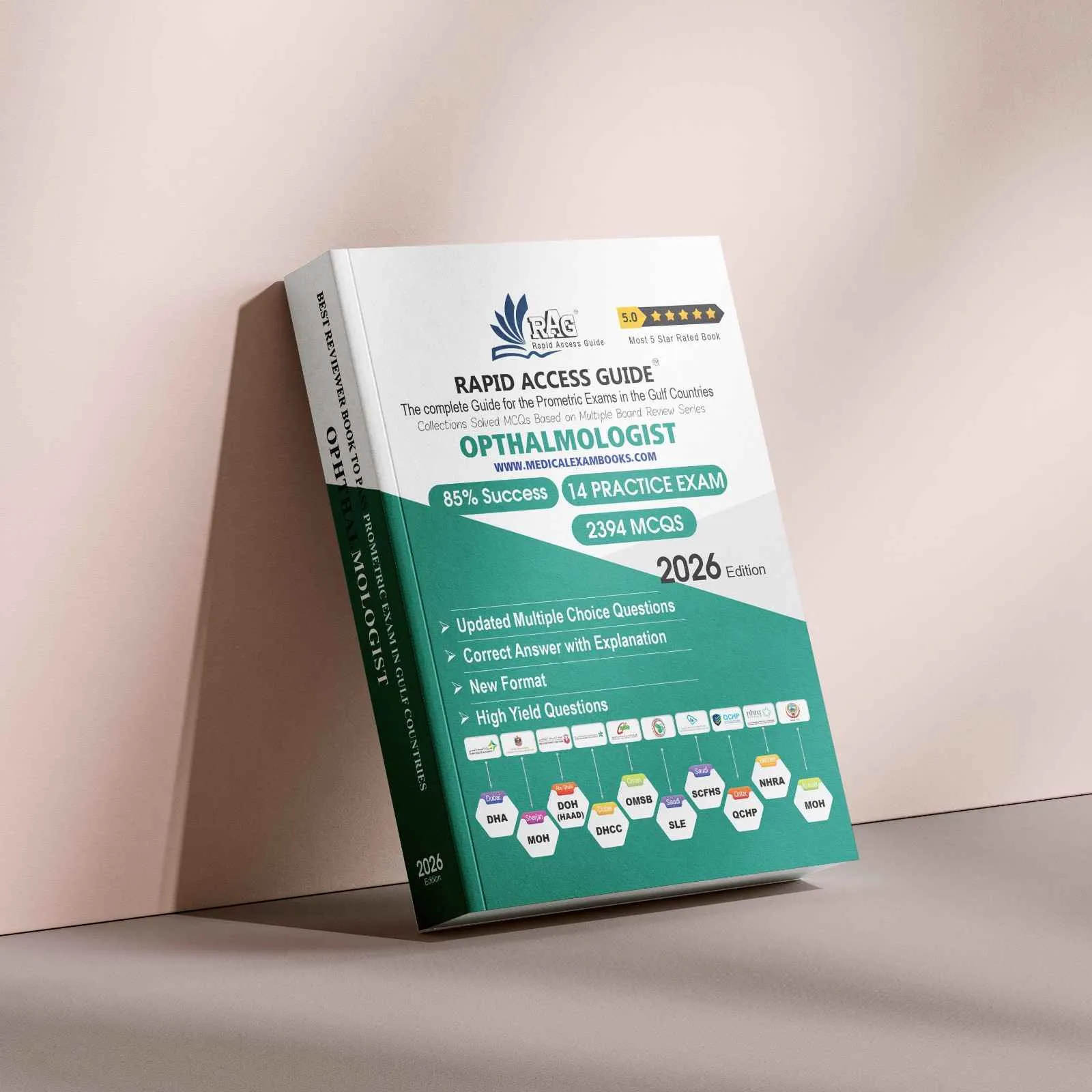 Ophthalmologist Prometric exam preparation book with updated clinical MCQs for DHA, DOH, MOH, SMLE, OMSB, NHRA and QCHP licensing exams